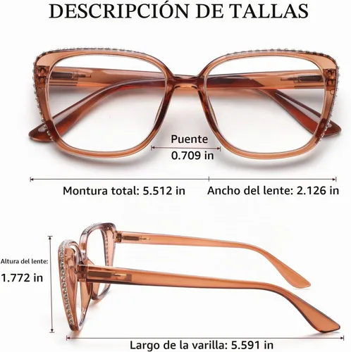 Vista 2 de BLOEXCLU Gafas de lectura para mujer, con bloqueo de luz azul, antifatiga ocular, lentes de moda, bisagra de resorte