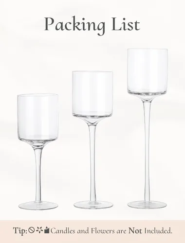 Vista 7 de Portavelas de cristal alto: portavelas flotantes de tallo largo para velas votivas y pilares grandes centros de mesa transparentes para boda, mesa