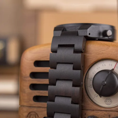 Vista 6 de BOBO BIRD Relojes de madera con grabado único para hombre, correa de madera de lujo con caja de madera de bambú