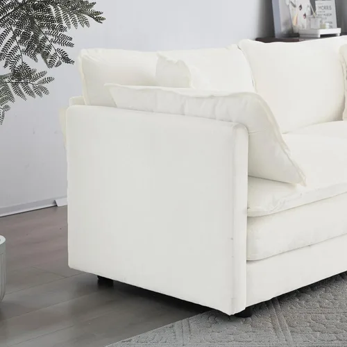 Vista 9 de Sofá modular en forma de U con reposapiés reversible, sofá modular de 5 plazas, sofá esquinero convertible con 2 otomanas, moderno sofá minimalista