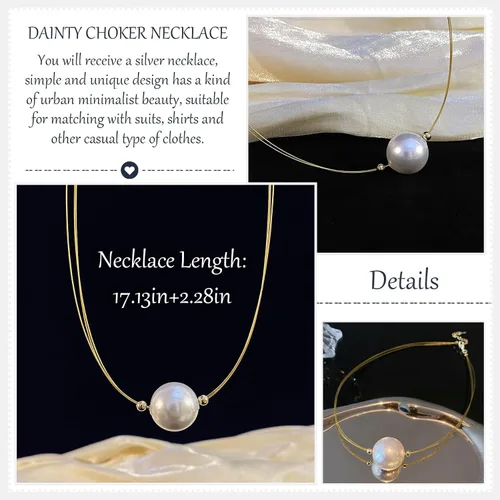 Vista 5 de Collares de perlas para mujer, collar de perlas de imitación, joyería de perlas para novia, regalos de 5 dólares, joyería para mujer, artículos