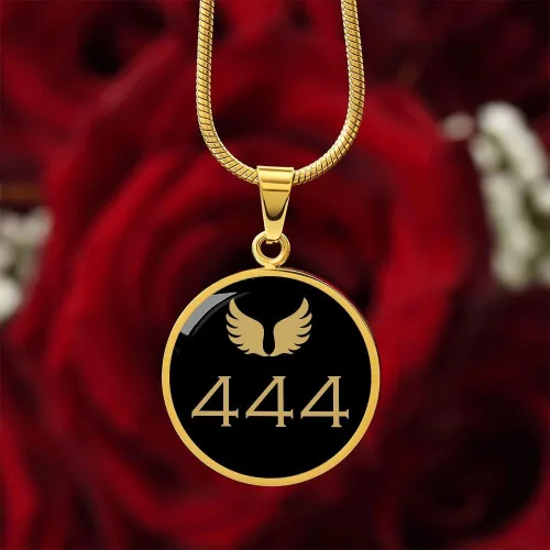 Vista 5 de Hilis Jewelry Collar con números de ángel 444 para protección de mujeres, joyería espiritual, regalos personalizados, alas de ángel grabadas, dije