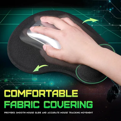 Vista 7 de 20 alfombrillas ergonómicas para mouse con soporte para muñeca, almohadilla de mouse de gel con reposamuñecas, alivio del dolor negro, cómoda espuma