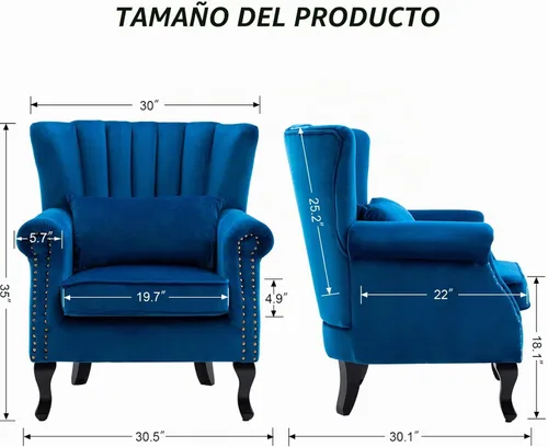 Vista 2 de LZAREAL Sillas de Brazo de Lectura Accent Sillas Midcentury Modernas Cómodas Silla de Sofá de Esquina, Silla de Club Wingback de Sala de Espera