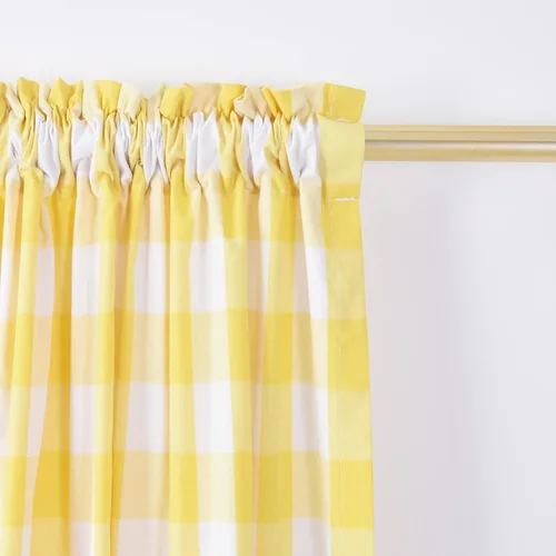 Vista 41 de Cenefas de cortina para ventana de 16 pulgadas de largo, 2 paneles de cuadros búfalo, cortinas pequeñas con bolsillo para barra, estilo clásico