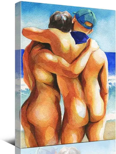 Vista 14 de DAVUD Decoración artística para hombre, pintura de acuarela, hombre gay y baño gay, arte de pared para el hogar, bar, decoración de pared, arte