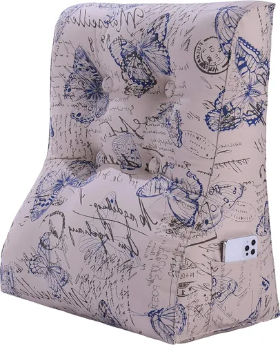Vista 7 de Almohada de cuña para respaldo, almohada de respaldo impreso, almohada de lectura para dormir para sentarse en la cama, soporte de espalda, piernas
