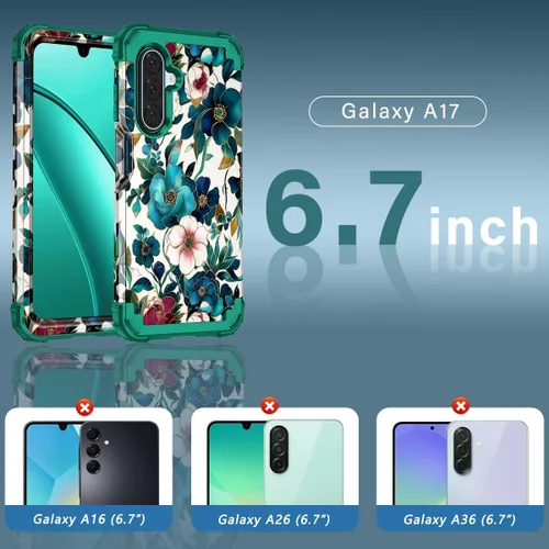 Vista 2 de Hekodonk Funda para Galaxy A17 5G, tres capas de protección resistente a prueba de golpes, plástico duro+silicona suave, funda protectora de cuerpo