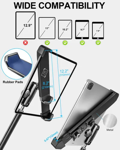 Vista 7 de Soporte de tableta antirrobo para carril de asiento para automóvil/camión, soporte resistente para tableta, soporte para asientos delanteros