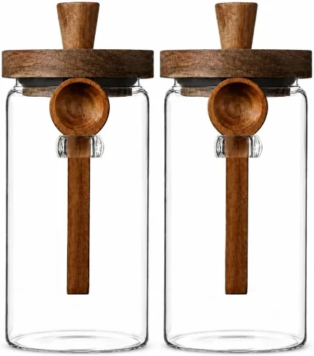 Vista 9 de ANSQU Tarro de vidrio con cuchara, tarro de café de 13.5 oz