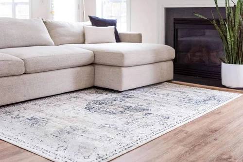 Vista 2 de Unique Loom Chateau Collection - Alfombra de área - Hoover (2' 2" x 3' 1" rectangular, azul oscuro/beige)