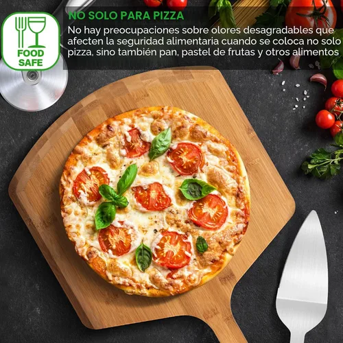 Vista 2 de Pala de pizza de 16 pulgadas, de bambú natural, espátula de pizza para pizza, accesorio de horno para tabla de pizza de madera grande