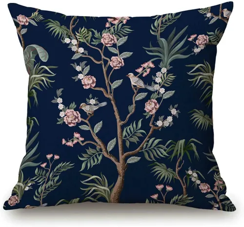 Vista 21 de Solekla Funda de almohada Hue Sea Coral Siluetas Azul Claro Algodón Lino Cuadrado Funda de Almohada Funda de Almohada Decorativa Funda de Cojín