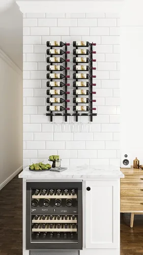 Vista 4 de VintageView W Series Pro Wine Rack 3 – Estante de metal montado en la pared – Moderno almacenamiento de vino de fácil acceso – Estante de vino que