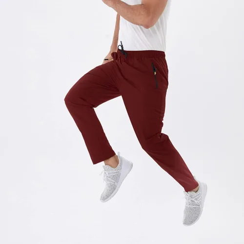 Vista 4 de Rapoo Pantalones ligeros para hombre con bolsillos con cremallera, secado rápido, pantalones deportivos de viaje para entrenamiento