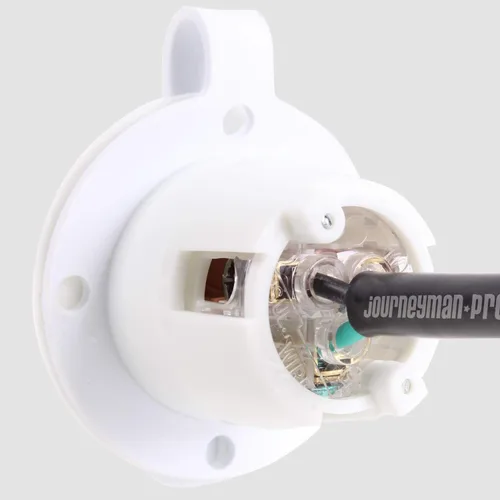 Vista 3 de Journeyman-Pro 5279 15 Amp 120-125 voltios, salida con brida NEMA 5-15, grado comercial blanco, 2 polos-3 cables, receptáculo de cargador de enchufe
