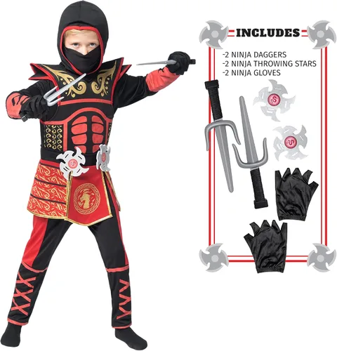 Vista 4 de Spooktacular Creations Disfraz de ninja escarlata para niño