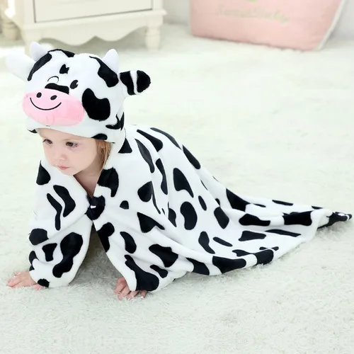 Vista 6 de MICHLEY Manta de bebé con capucha para niños y niñas, con cara de animal para otoño e invierno, de 0 a 3 años