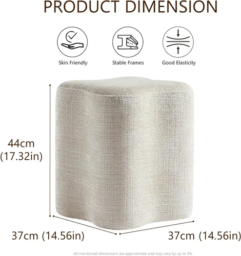 Vista 2 de Get Set Style Otomana con forma de flores de 14.4 pulgadas, moderno taburete otomano de felpilla para sala de estar, cómodo puf extra para sentarse