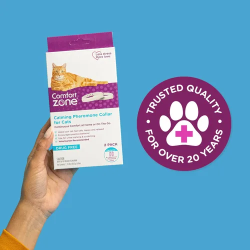 Vista 7 de Comfort Zone Paquete de ahorro de collar calmante para gatos: 2 collares calmantes de 30 días para 60 días de calma; las feromonas para gatos ayudan