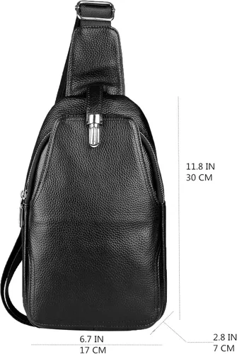 Vista 3 de DK86 Mochila bandolera de cuero para el pecho bolso cruzado para el hombro mochila de viaje para hombres y mujeres Negro 1 Mochilas Daypack