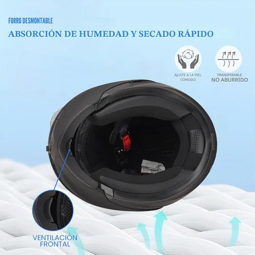 Vista 4 de Casco de Motocicleta Bluetooth, Casco de Motocicleta Modular con Bluetooth, Aprobado por DOT Doble Visera Cara Completa Abatible Cascos