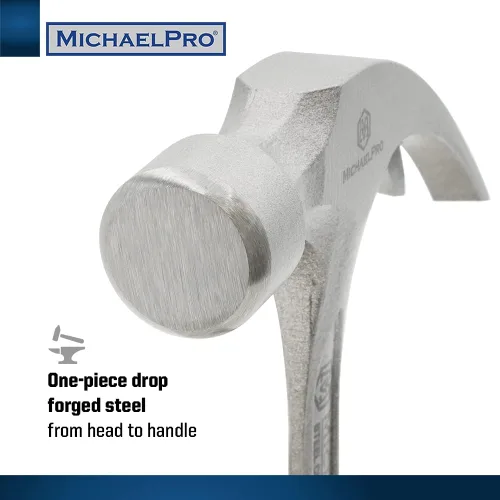 Vista 3 de MichaelPro Martillo de garra de 20 onzas, martillo curvado sólido de acero resistente de una pieza, diseño de mango que absorbe los golpes, agarre