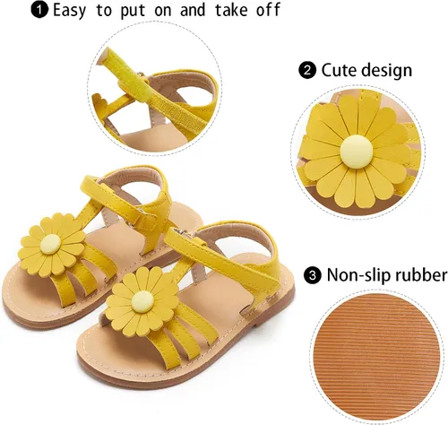 Vista 4 de GINFIVE Sandalias para niñas pequeñas, sandalias para niñas y niños pequeños