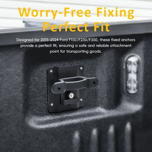 Vista 4 de auovo Anclajes de Amarre Compatibles con Ford F150 F250 F350 2015-2025 2026 Anclajes de Amarre para Caja de Camioneta con Placas de Soportes Grapas