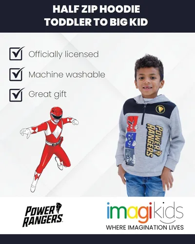 Vista 3 de Power Rangers - Sudadera de forro polar con media cremallera para niños de pequeño a grande