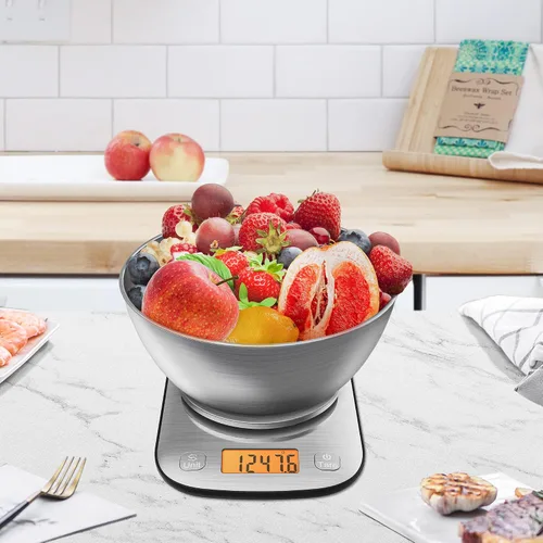 Vista 6 de GRAM PRES - Báscula digital de cocina para alimentos, gramos, 11 libras y 0.01 onzas With IPX6 Waterproof，Professional Stainless Steel Digital