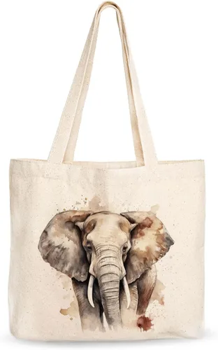 Vista 8 de Bolsa de lona, diseño animal, refuerzo resistente, 100% algodón natural, para compras, comestibles, computadora portátil., XL, Bolso grande de lona