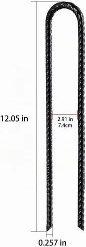 Vista 2 de Wensilon Gancho en U/J de Refuerzo Extra Resistente, 12 pulgadas x 1/4 pulgada Anclajes de Suelo de Acero Recubierto Resistente al Óxido