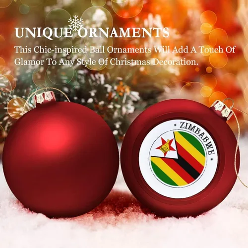 Vista 4 de Adorno de bola de Navidad de Zimbabwe, bandera de Zimbabue, adornos colgantes de recuerdo, regalo de recuerdo para árbol de Navidad, decoración