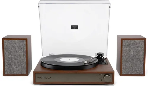 Vista 11 de Victrola Harmony – Sistema de giradiscos Bluetooth – Reproductor de discos de vinilo de 3 velocidades, altavoces estéreo para estantería, diseño