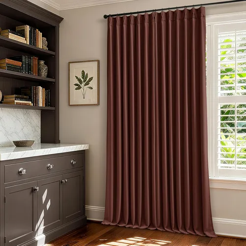 Vista 197 de Juego de 2 paneles de cortinas plisadas negras de 80 pulgadas para sala de estar, cortinas plisadas de lino con forro de 80 pulgadas de largo, 100%