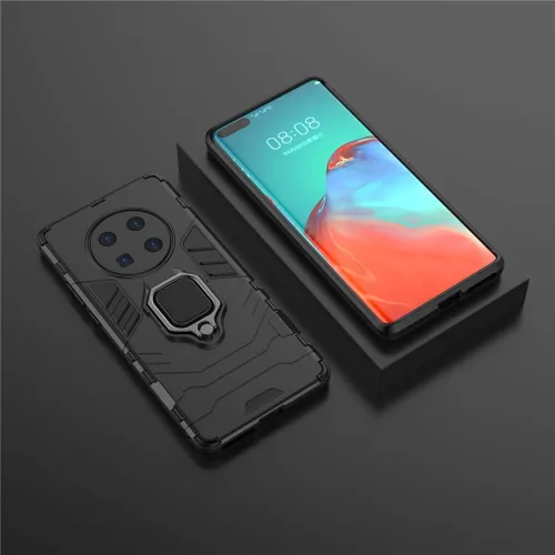 Vista 6 de Compatible con Huawei Mate 40 Pro, soporte de anillo de metal a prueba de golpes (funciona con soporte magnético para automóvil), cubierta Negro
