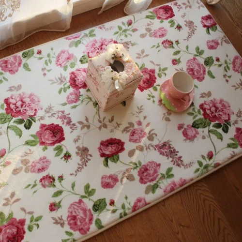 Vista 6 de UKELER Alfombras románticas de estilo campestre americano con estampado de rosas rosas para sala de estar, 39.3 x 59 pulgadas