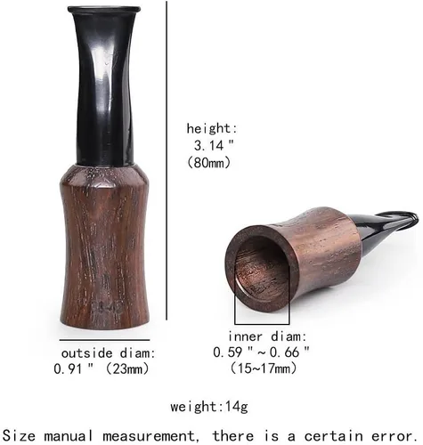 Vista 2 de MUXIANG Boquilla de madera de ébano del cigarro de las extremidades del tenedor del cigarro portátil Tamaño 38-42 del calibre del anillo