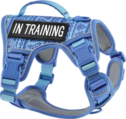 Vista 37 de Arnés para perro sin tirones para perros de tamaño pequeño, chaleco ajustable para caminar fácilmente, material Oxford transpirable, tiras Verde