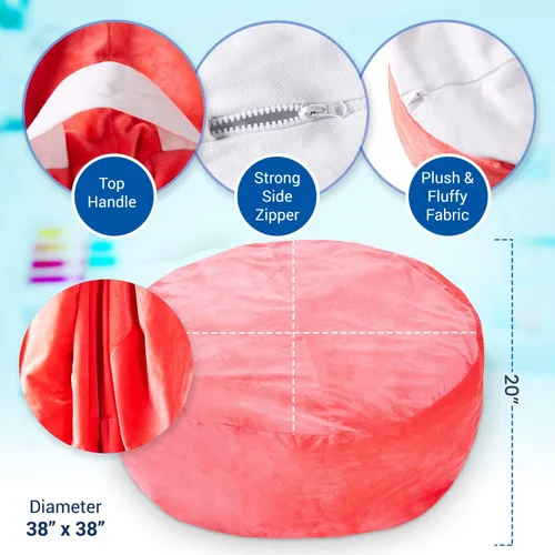 Vista 6 de Cheer Collection Bolsa de almacenamiento de gran tamaño, organizador de almacenamiento de juguetes de felpa para niños y silla puff con asa, bolsa
