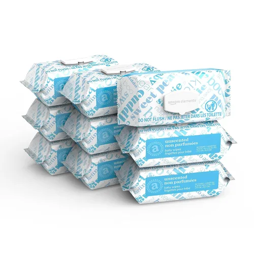 Vista 2 de Amazon Elements Toallitas para bebé, sin fragancia, paleta completa, 42120 unidades, 468 paquetes de 90, probada por pediatras, sin alcohol