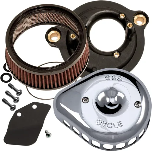 Vista 2 de S&S Cycle Kit de limpiador de aire cromado mini lágrima compatible con Harley Davidson FLHR Road King 2008-2010