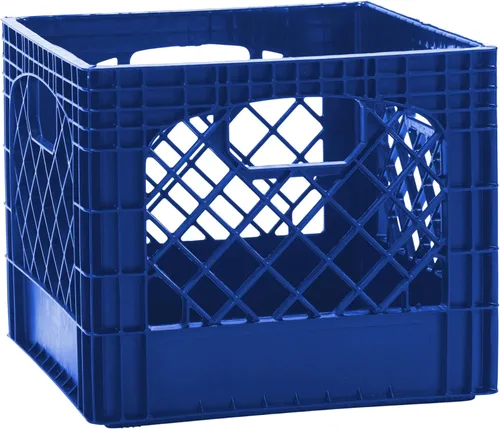 Vista 16 de Caja rectangular de plástico para almacenamiento tipo crate para leche con asas, organizador apilable de 24 cuartos de galón para garaje, hogar