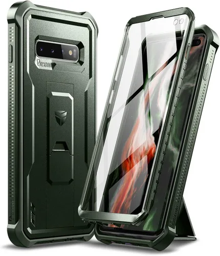 Vista 13 de Dexnor Funda para Samsung Galaxy S10+ Plus, [protector de pantalla y soporte integrados] Protección de grado militar resistente a prueba de golpes
