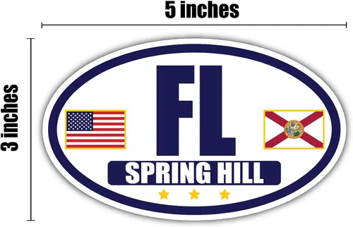 Vista 2 de Calcomanía de vinilo ovalada con bandera de Florida/Bandera Americana 3M Navy & Gold Spring Hill, FL
