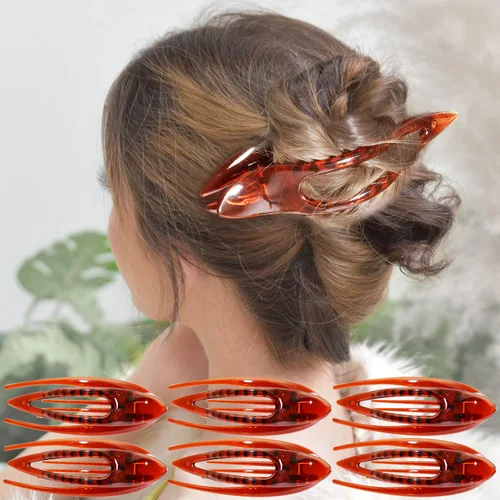 Vista 12 de RC ROCHE 6 piezas de pinzas planas para el cabello con gran garra para cabello grueso, diseño francés de pico de pato, para mujer, sin (Large) Negro