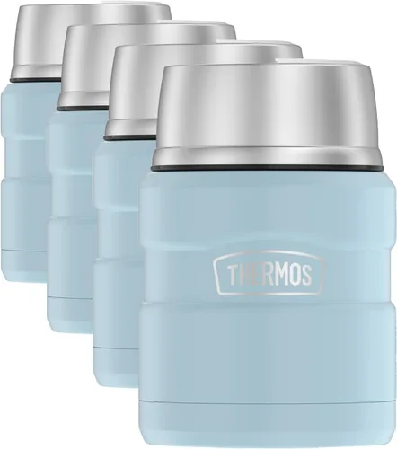 Vista 9 de THERMOS Stainless King - Tarro de alimentos aislado al vacío con cuchara, 16 onzas, color azul polvo mate