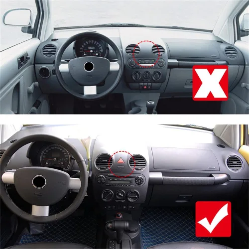 Vista 2 de para VW Volkswagen New Beetle 2003-2010 Marco de Cubierta de Rejilla de Aire de la Consola Central del Tablero del Interior del Coche de Fibra