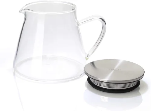Vista 6 de Four Life 841 - Tetera de vidrio, resistente al calor, 18.9 fl oz (18.0 fl oz), para 3 tazas, tapa con colador de té, una mano, apta para microondas